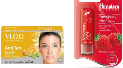 

Himalaya Strawberry Shine Lip Balm, Anti Tan Facial Kit(Set of 2)