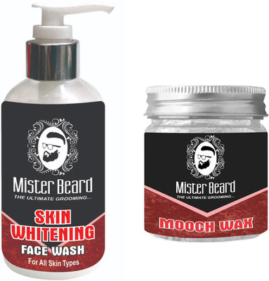 Mister Beard SKIN WHITENING FACEWASH WITH MOOCH WAX(Set of 2)