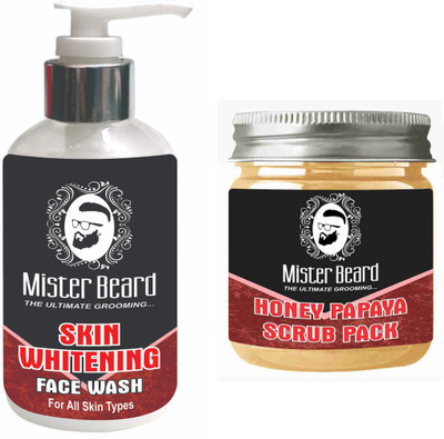 

Mister Beard SKIN WHITENING FACEWASH WITH HONEY PAPAYA SCRUB PACK(Set of 2)