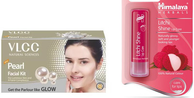

Himalaya Litchi Shine Lip Balm, Party Glow Facial Kit(Set of 2)