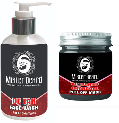 

Mister Beard DE TAN FACEWASH WITH ACTIVATED CHARCOAL PEEL OFF MASK(Set of 2)