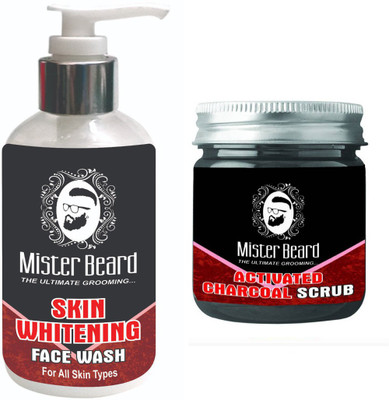 

Mister Beard SKIN WHITENING FACEWASH WITH ACTIVATED CHARCOAL SCRUB(Set of 2)
