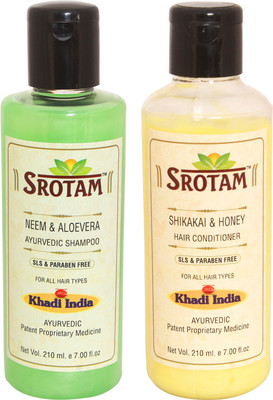 

Srotam Neem & Aloevera Shampoo SLS-Paraben Free And Shikakai & Honey Conditioner Sls-paraben Free (Set Of 1 Bottle Each)(Set of 2)
