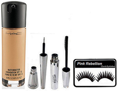 

Pink Rebellion Eyelashes & Match master Foundation & Eyeliner+Mascara & Eyelashes(Set of 5)