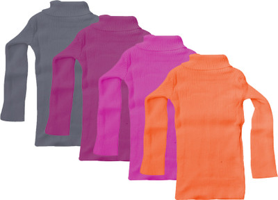 IndiWeaves Girls Casual Pure Wool Sweater Top(Multicolor, Pack of 4)