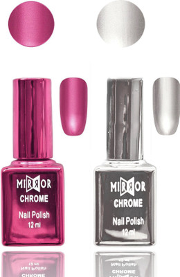 

VOLO Gel nail Polish shine nail paint set 2 Pink, Silver(Pack of 2)