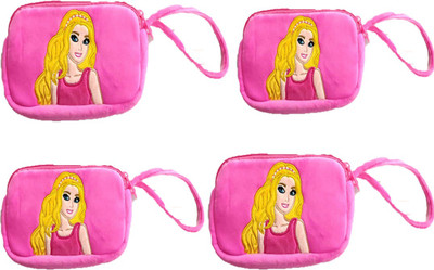 

Shopkooky barbie character pack of 4 Premium Cartoon Character Printed Supersoft Multipurpose Cartoon Pouches Art Canvas Pencil Boxes(Set of 4, Pink)