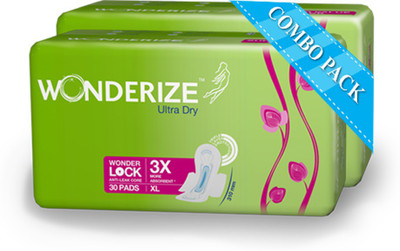 

Wonderize Ultra Dry 310 mm - 30 pads (Pack of 2) Sanitary Pad(Pack of 30)
