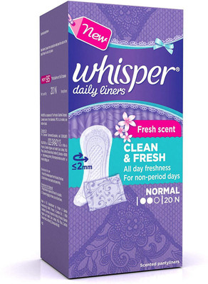 

Whisper Clean and Fresh Daily Liners/Panty Liner - 20 Count Pantyliner(Pack of 20)
