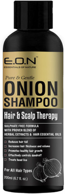 

ESSENTIALS OF NATURE EON Onion Hair Shampoo - With goodness of Red onion, Bhringraj, Amla, Fenugreek and more, Sulphate free for Hair fall control, dandruff for complete hair nourishment(200 ml)