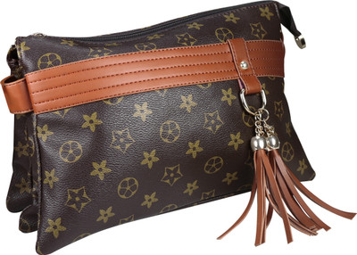 Quickk Women Evening/Party, Casual Brown, Tan Leatherette Sling Bag
