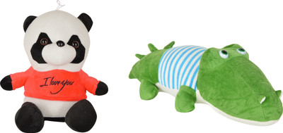 

Deals India loving black white l love you cute panda (30 cm) cute crocodile with Blue T-shirt soft toy (30 cm) set of 2 - 30 cm(Multicolor)