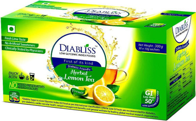 

DiaBliss Diabetic Friendly Lemon Tea made with Low GI Sugar (300gm) Sachet Box - Combo Pack of 3 (90 Sachets) Lemon Herbal Tea(300 g, Box)