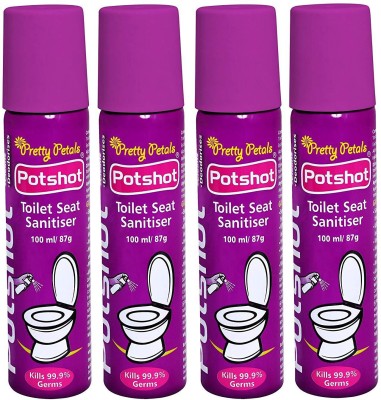 Potshot Toilet Seat Sanitiser Pack of 4 (4 x 100ml) - Get a germ free and sanitized toilet Liquid Toilet Cleaner(4 x 25 ml)