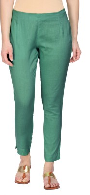 Alena Slim Fit Women Dark Green Trousers