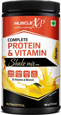 

MuscleXP Complete Protein & Vitamin Shake Mix With 25 Multivitamins, Whey Protein - Mango(500 g)