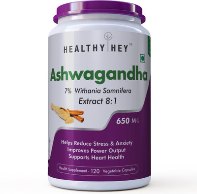 

HealthyHey Nutrition Ashwagandha Root Extract 8:1 - 650 Mg(120 No)