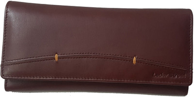 Leder Street Women Brown Genuine Leather Wallet(12 Card Slots)