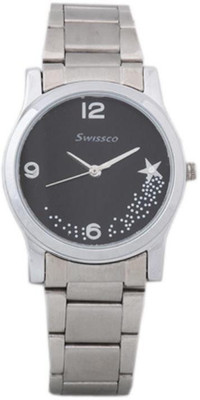 

swissco Silver WITH Black ROUND Dial Watch - For Women