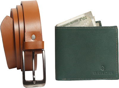 

SS CREATION Wallet, Belt Combo(Green, Brown)