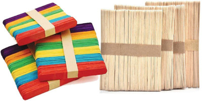 

imtion Natural Wooden + Color Ice Cream Sticks, Candy Stick