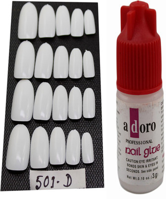 

Ear Lobe & Accessories 20 Pcs Personal/Professional Reusable False French Nails Oval With Glue(501D) 1(Pack of 20)