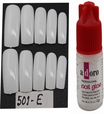 

Ear Lobe & Accessories 10 Pcs Personal/Professional Reusable False French Nails With Glue(501E) 1(Pack of 10)