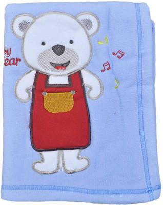 

Babysid Collections Embroidered, Cartoon, Animal  Fleece Blanket(Polyester, Blue