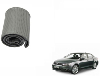 CARIZO Hand Stiched Steering Cover For Volkswagen Jetta(Grey, Leatherite)