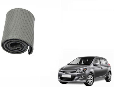 CARIZO Hand Stiched Steering Cover For Hyundai i20(Grey, Leatherite)