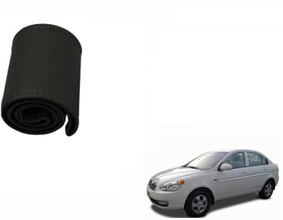 CARIZO Hand Stiched Steering Cover For Hyundai Verna(Black, Leatherite)