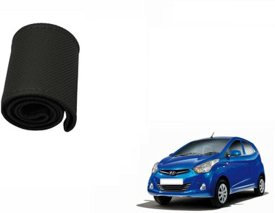 CARIZO Hand Stiched Steering Cover For Hyundai Eon(Black, Leatherite)