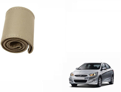 CARIZO Hand Stiched Steering Cover For Hyundai Verna Fluidic(Beige, Leatherite)