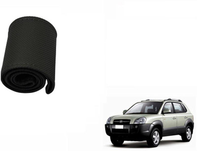 CARIZO Hand Stiched Steering Cover For Hyundai Tucson(Black, Leatherite)