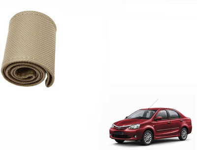 CARIZO Hand Stiched Steering Cover For Toyota Etios(Beige, Leatherite)