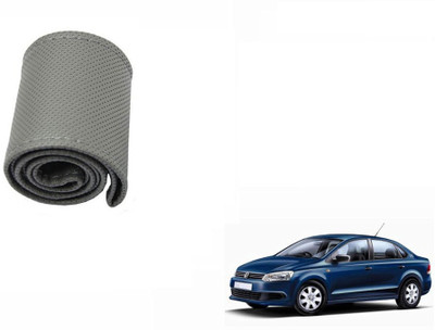 CARIZO Hand Stiched Steering Cover For Volkswagen Vento(Grey, Leatherite)
