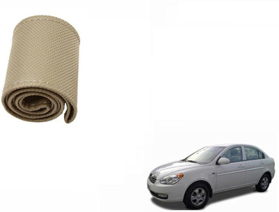 CARIZO Hand Stiched Steering Cover For Hyundai Verna(Beige, Leatherite)