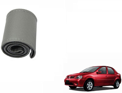 CARIZO Hand Stiched Steering Cover For Mahindra Logan(Grey, Leatherite)