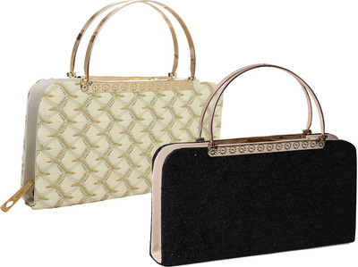 Element Cart Casual, Formal, Party White, Black Clutch, Black;white