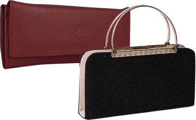 

Element Cart Casual, Formal, Party Maroon, Black Clutch, Black;maroon