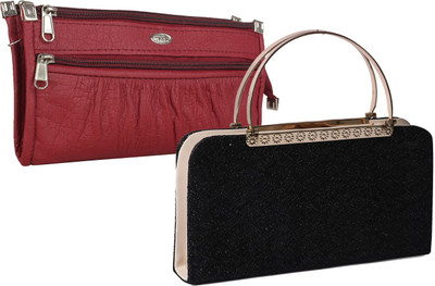

Fillincart Casual, Formal, Party Maroon, Black Clutch, Black;maroon