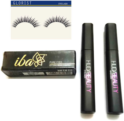 

glorist eyelash and EYE MAKE UP PACK WITH PURE EYE NATURAL KAJAL WITH LONG LASTING EYE LINER & MASCARA(Set of 4)