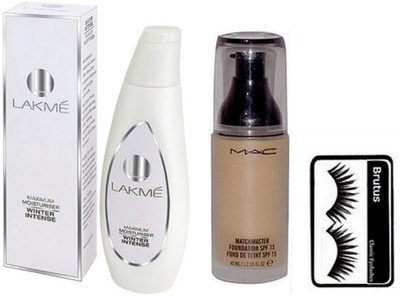 

BRUTUS Eyelashes, Mac Matchmaster Foundation, Lakme Winter Intense Maximum Moisturiser(Set of 3)