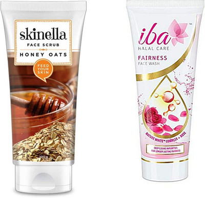 

skinella Honey Oats Face Scrub (100 g) andIba Halal Care Fairness Face Wash 50ml combo pack(Set of 2)
