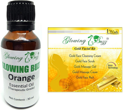 

Glowing Buzz Combo of orange essential oil and gold facial kit(Set of 2)