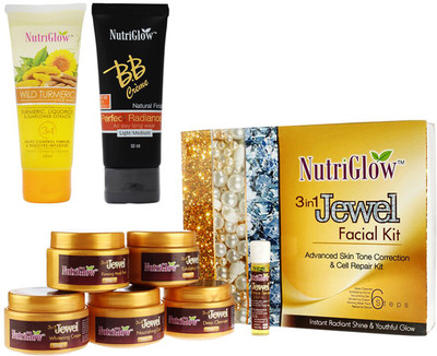 

NutriGlow 3 in 1 jewel facial kit + 1 Wild turmeric face wash + 1 BB Cream(Set of 1)