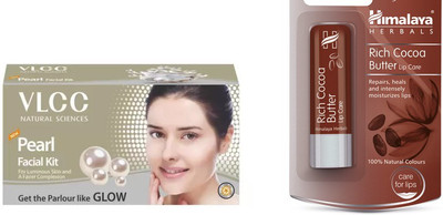 

Himalaya Rich Coca Butter Lip Balm, Party Glow Facial Kit(Set of 2)