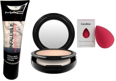 

caroline Sponge puff, Mac compact & Mattifying Base Primer(Set of 3)