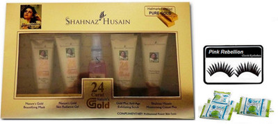 

Pink Rebellion Eyelashes & Shahnaz Hussain Gold Facial Kit & Magic napkin 3(Set of 5)