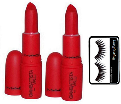 

longlasting Eylashes & Red Shade Lipstick Pack of 2(Set of 3)
